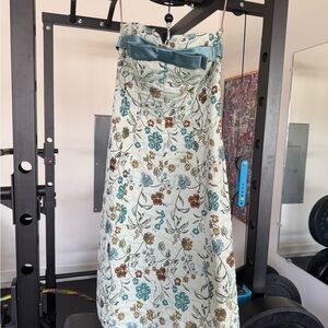 Betsey Johnson Strapless Floral Dress with Blue Bow